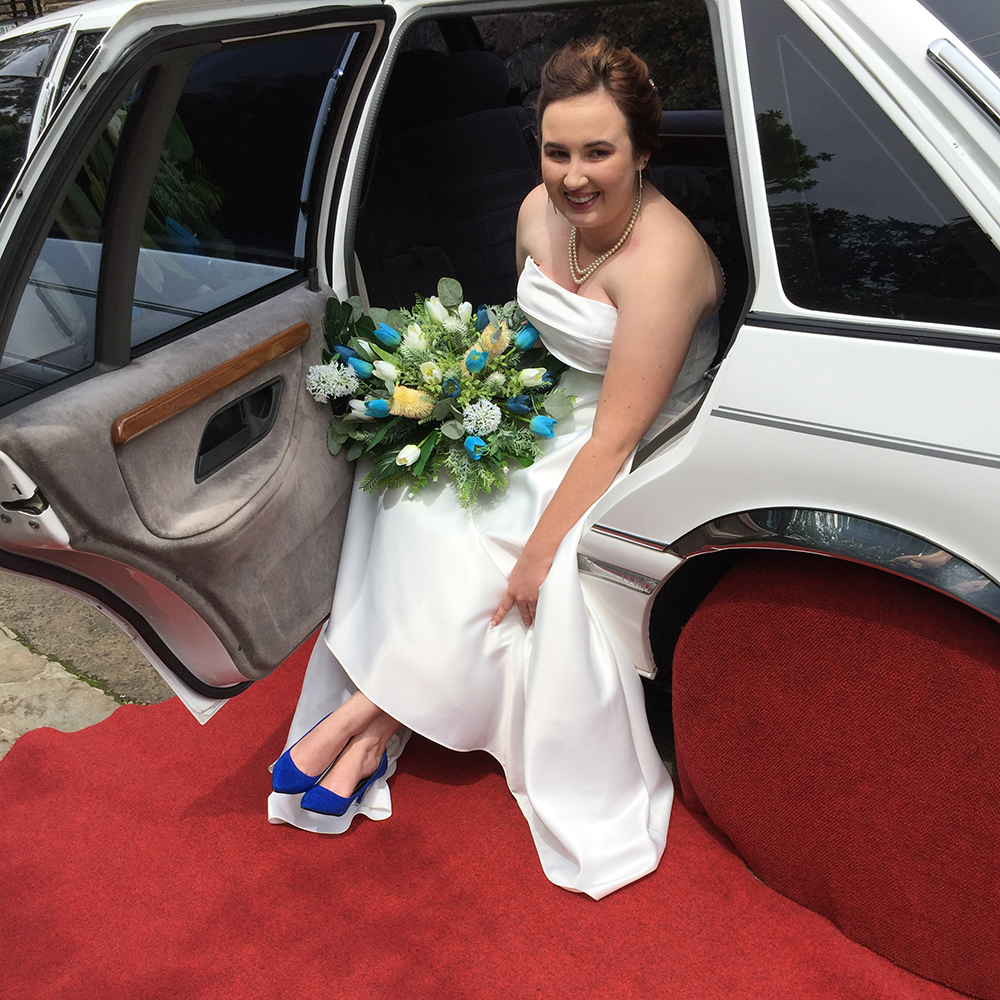 Bride with blue shoes